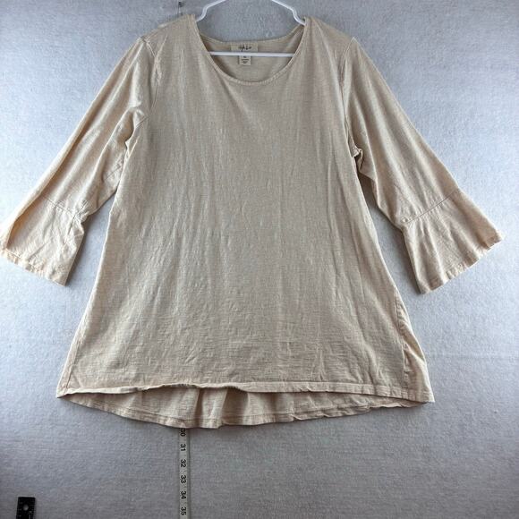 Style &Co Blouse 3/4 Bell Sleeve Peasant Boho Cottage Neutral Staple Feminine XL - Picture 1 of 11